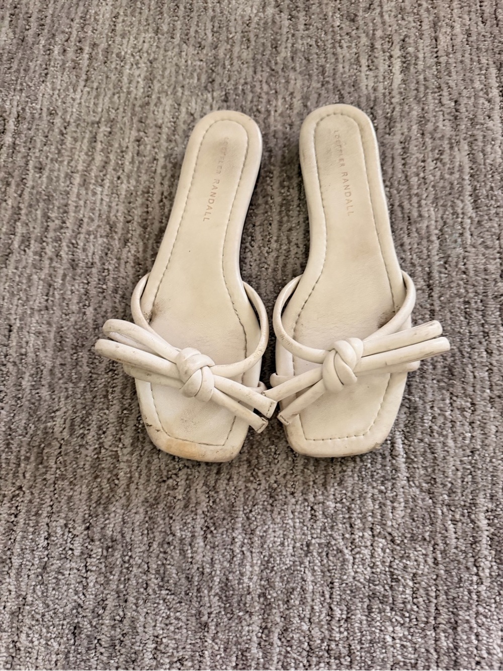 White Knot-Detail Slide Sandals by Loeffler Randall